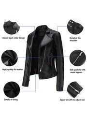 Punk Motorcycle Lapel Collar Women's Jacket