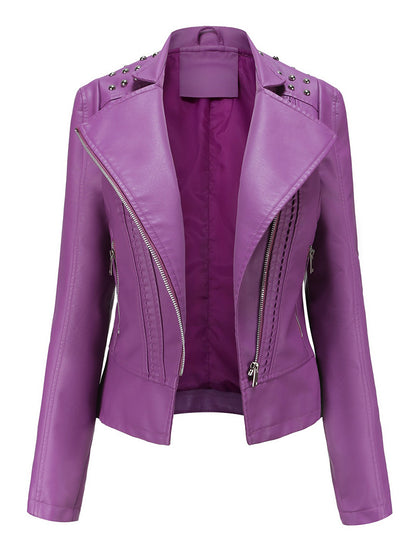 Veste Femme Punk Moto Col Revers 