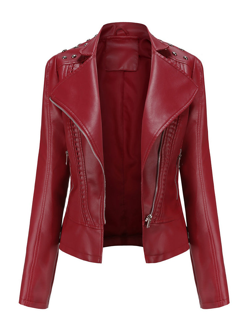 Punk Motorcycle Lapel Collar Women's Jacket