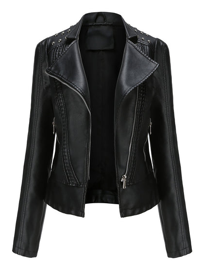 Punk Motorcycle Lapel Collar Women's Jacket