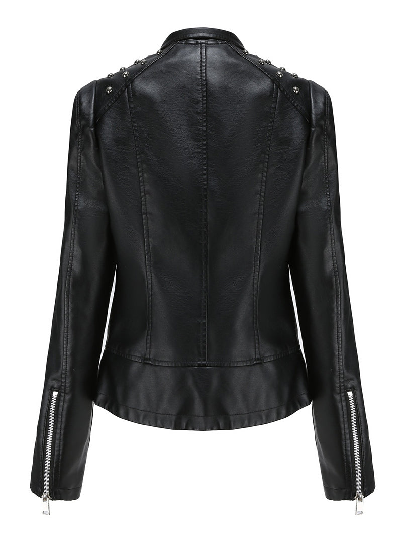 Punk Motorcycle Lapel Collar Women's Jacket