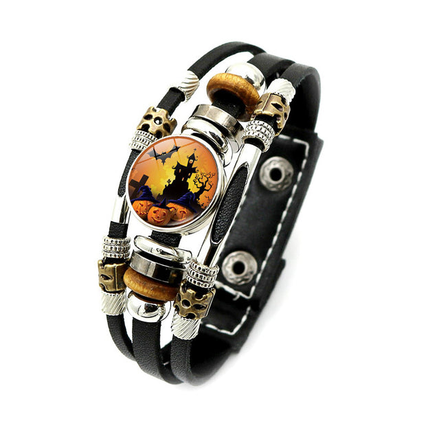Halloween Pumpkin Woven Multi Layer Beaded Bracelet