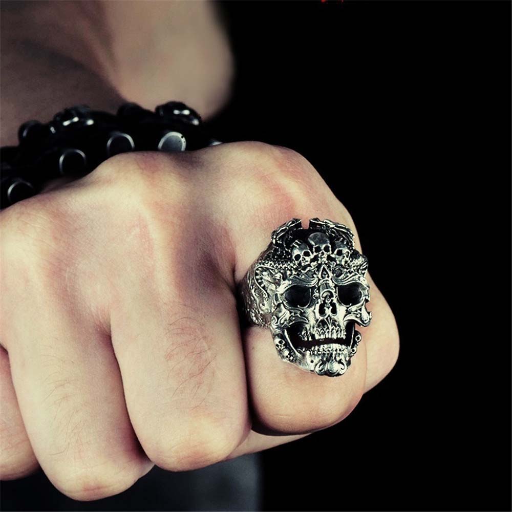 Retro Punk Totenkopf Ring 