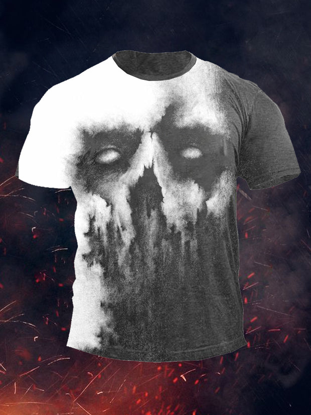 Dunkelschwarzes Totenkopf-T-Shirt für Herren 