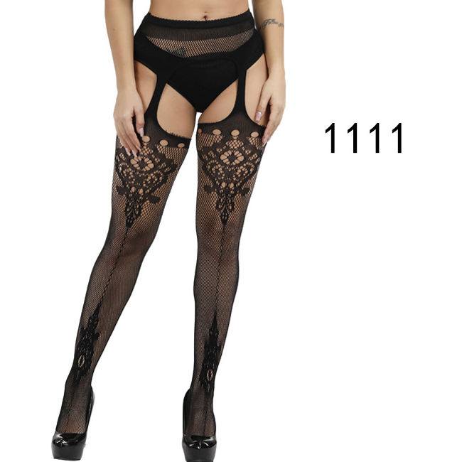 Sexy Lace Suspender Jacquard Hollow Fishnet Stockings