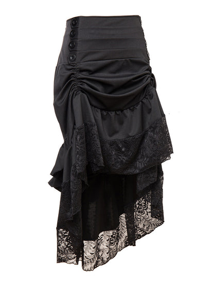 Punk Laced Hem Ruched Skirt