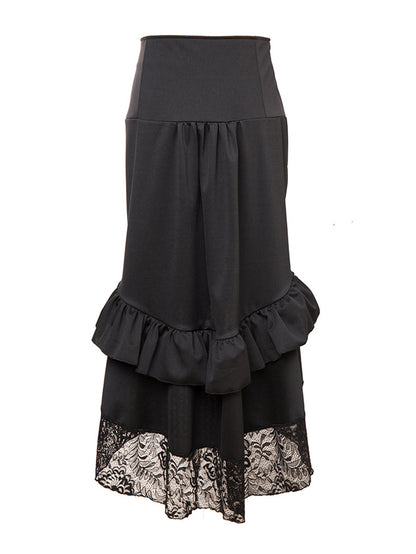 Punk Laced Hem Ruched Skirt