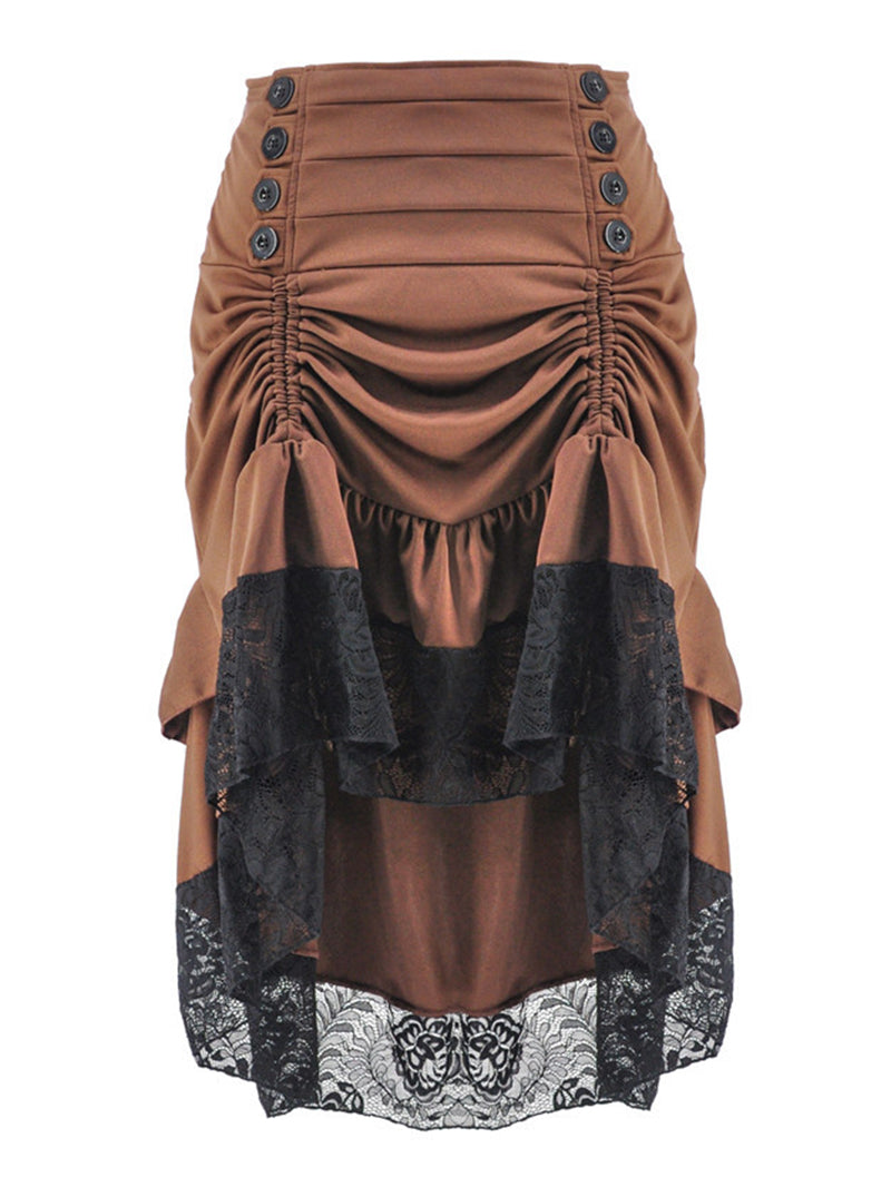 Punk Laced Hem Ruched Skirt