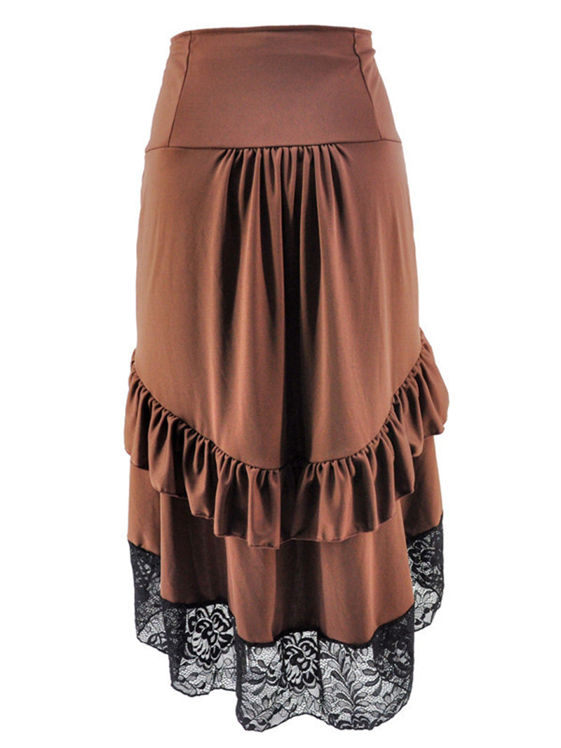 Punk Laced Hem Ruched Skirt