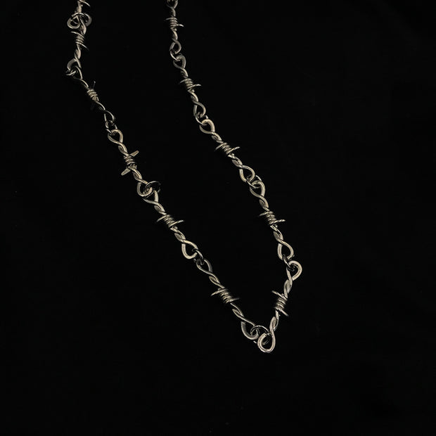Gothic Punk Style Barbed Wire Barbed Chain Necklace