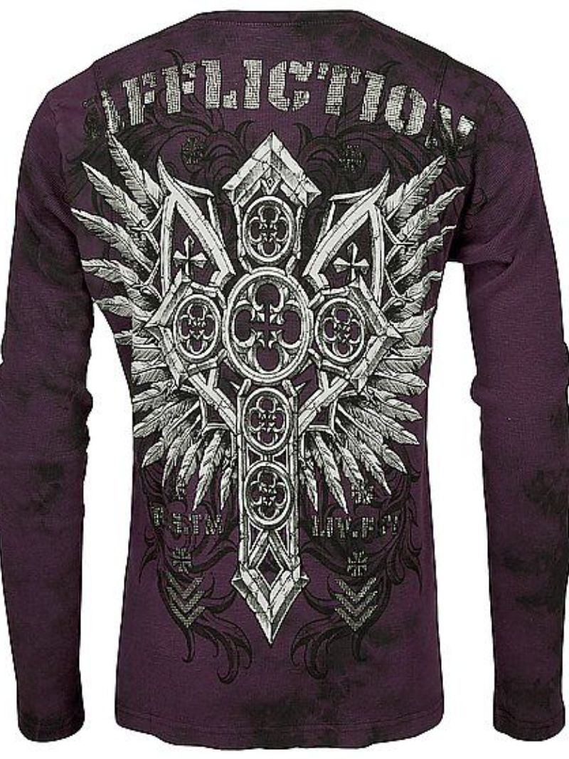 Men's Punk Affliction Cross Wings Long Sleeve T-Shirt