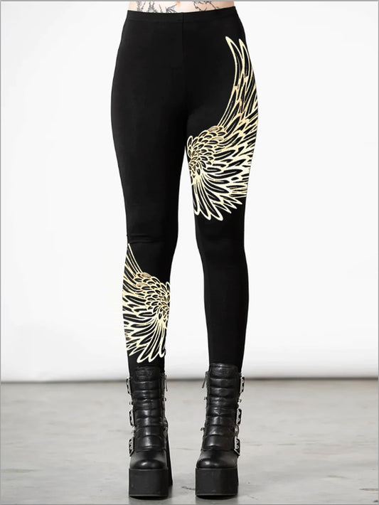 Legging bas avec ailes d'ange punk 