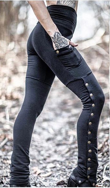 Women's Rivet Split Sexy Slim Stretch Leggings