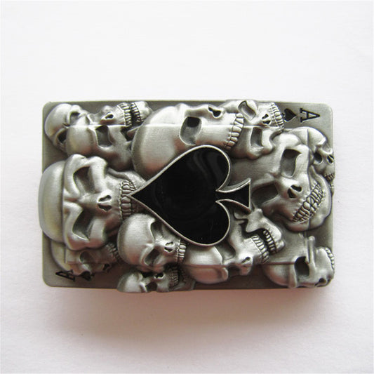 Vintage Punk Poker Skull Belt Buckle