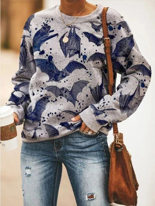 Halloween new fashion bat print long-sleeved sweatshirt