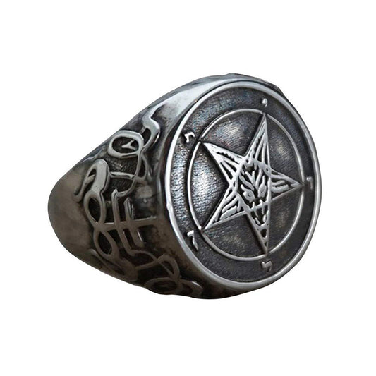 Bague pour hommes pentagramme de style vintage 