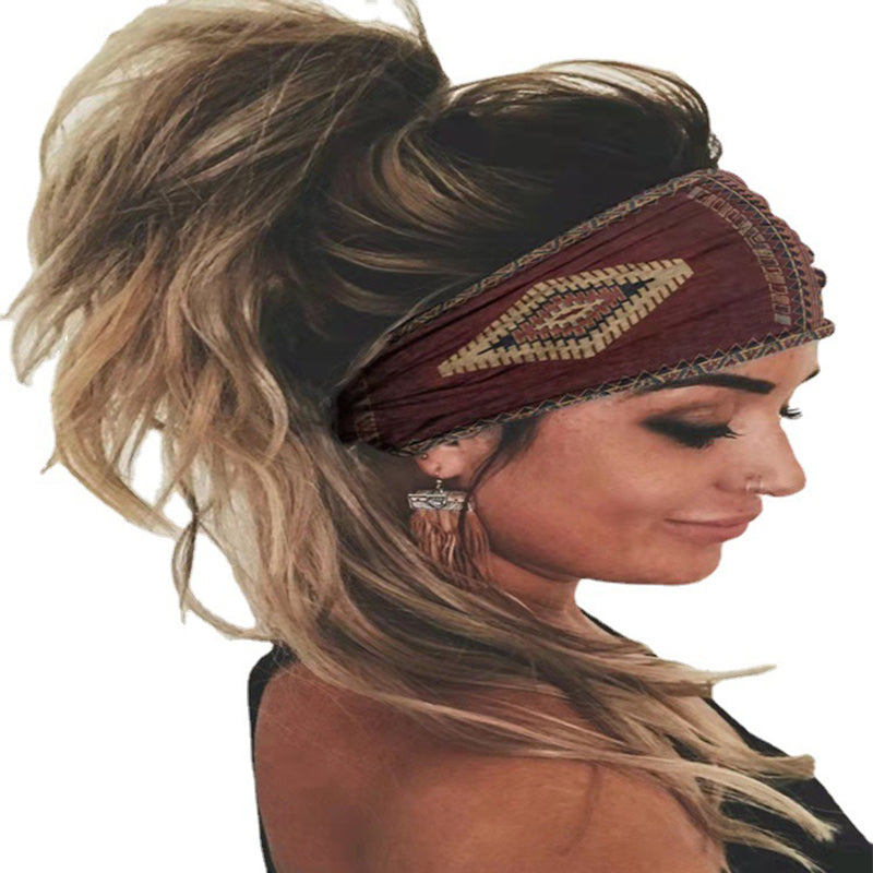 Ethnic Vintage Wide Print Sports Headband