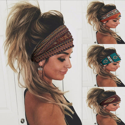 Ethnic Vintage Wide Print Sports Headband