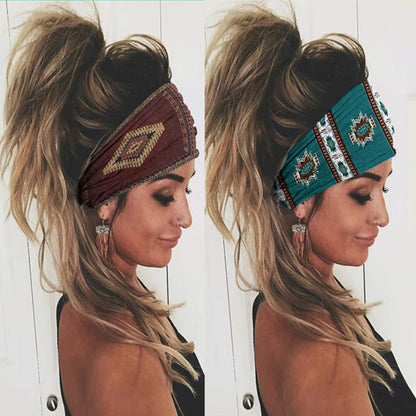 Ethnic Vintage Wide Print Sports Headband