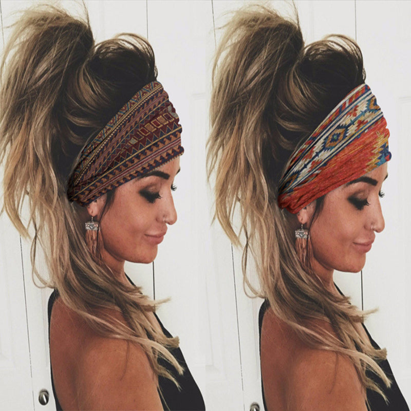 Ethnic Vintage Wide Print Sports Headband