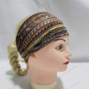 Sport-Stirnband mit breitem Vintage-Print im Ethno-Stil 