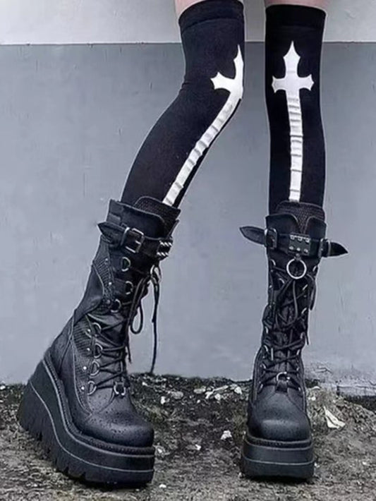 Y2K Buckled Women's Platform Boots