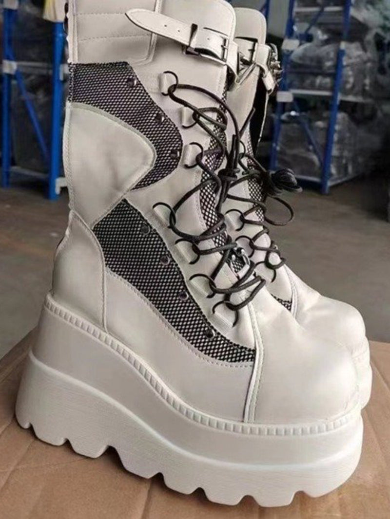 Y2K Buckled Women's Platform Boots