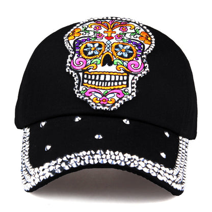 Rhinestone Embroidered Skull Baseball Cap