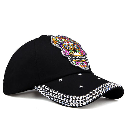 Rhinestone Embroidered Skull Baseball Cap