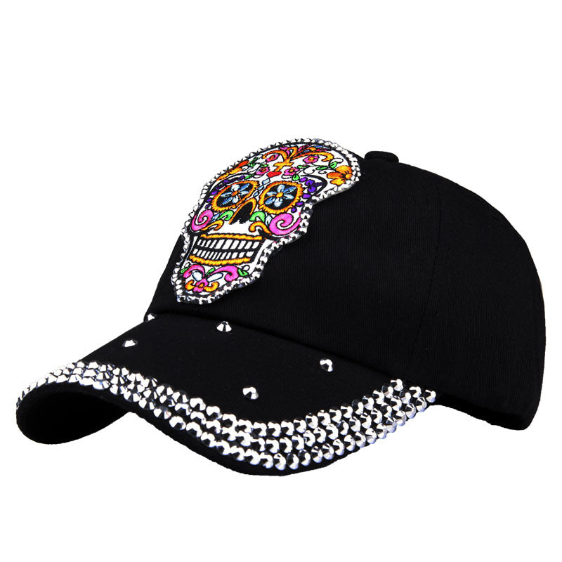 Rhinestone Embroidered Skull Baseball Cap