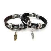 Snake pattern PU woven beaded pair buckle bracelet