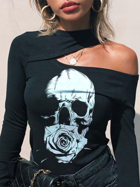 Sexy Punk-Bluse für Damen mit Cut-Outs 