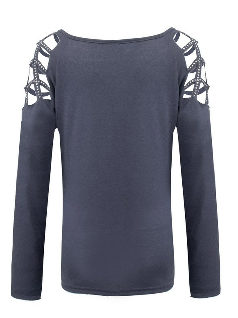 Long Sleeve Top with Studs and Diamonds