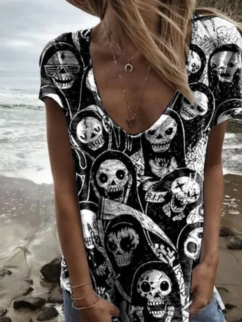 Skull Printed Casual Top