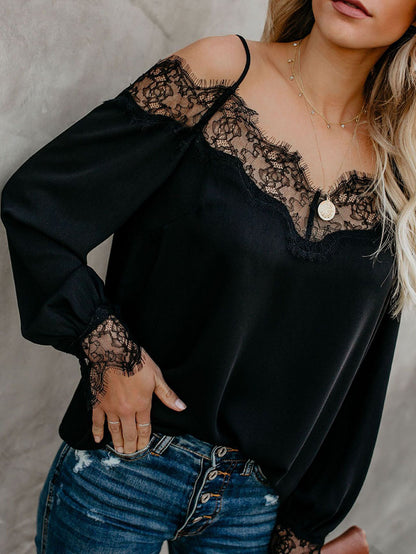 Lace stitching top