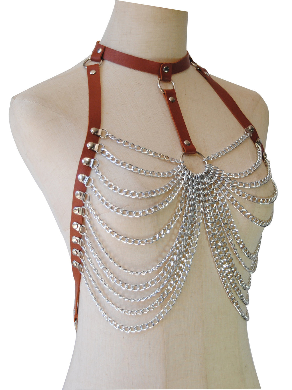 Punk PU Leather Multi-Layer Chain Body Chains