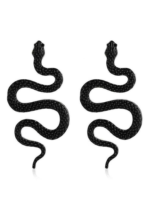Snake Earrings Punk Metal Carved Snake Earrings