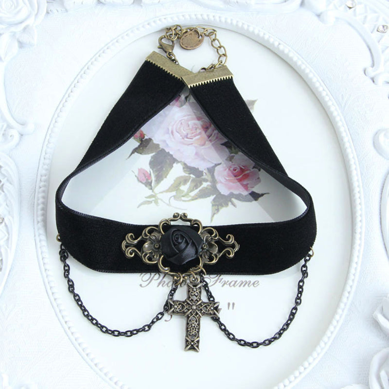 Cross Chain Gothic Choker