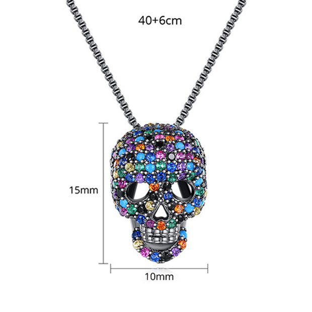 Shiny Zircon Skull Necklace