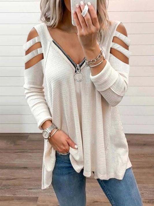 Women's Strapless V-neck Long Sleeve Blouses