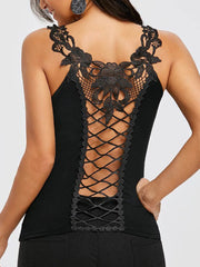 Sexy Hollow-Out Laced Tank Top