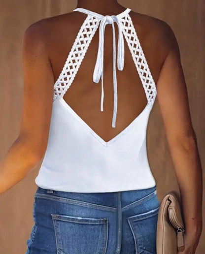 Sexy Backless Lace up Halterneck Vest