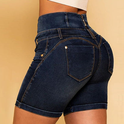 High Waist Curl Hip Lifting Denim Shorts