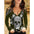 Sexy Skull V-neck Lace off-the-Shoulder T-shirt