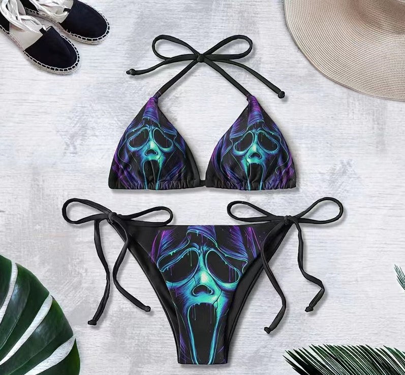 Dark Magic Skull Printed Sexy Bikini Swimsuit