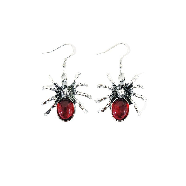 Boucles d'oreilles gothiques en cristal avec araignée mignonne