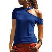 Sexy Casual Beveled off-the-Shoulder Short-Sleeved T-shirt
