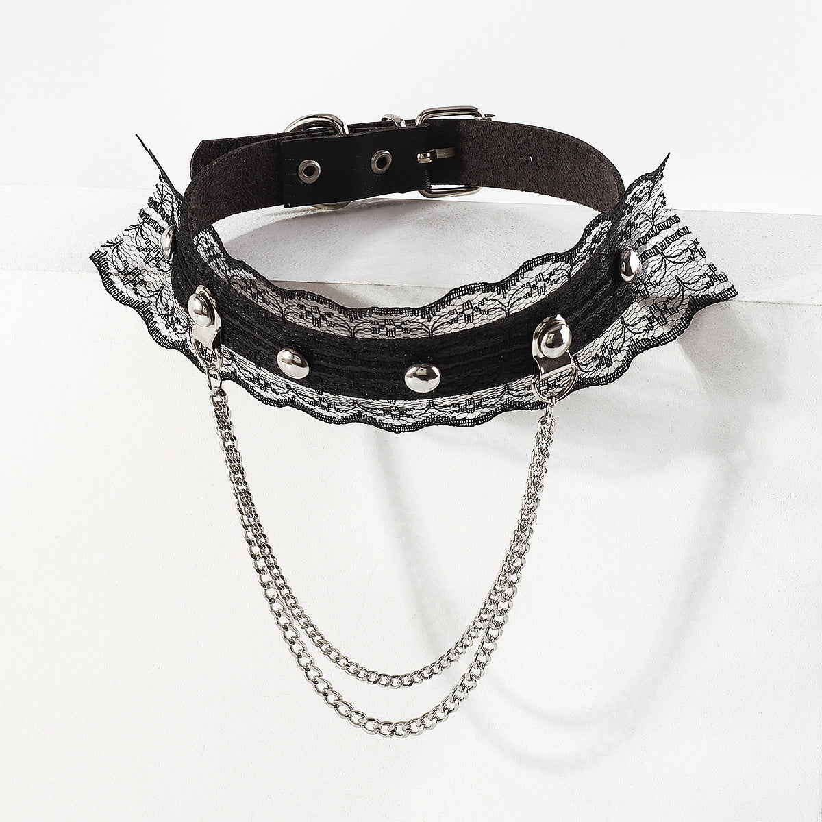 Butterfly Chain Lace Leather Choker Collar