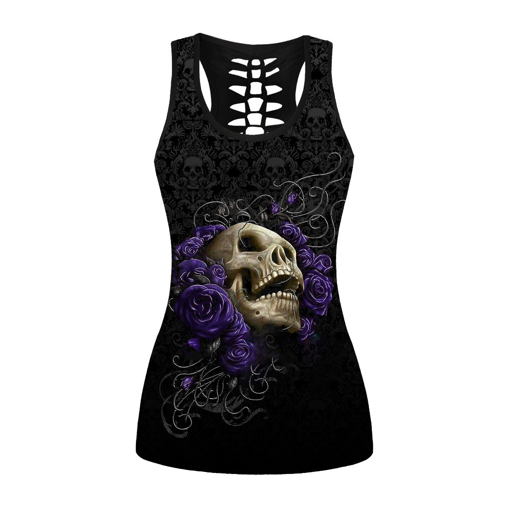 Skull Print Back Cutout Vest