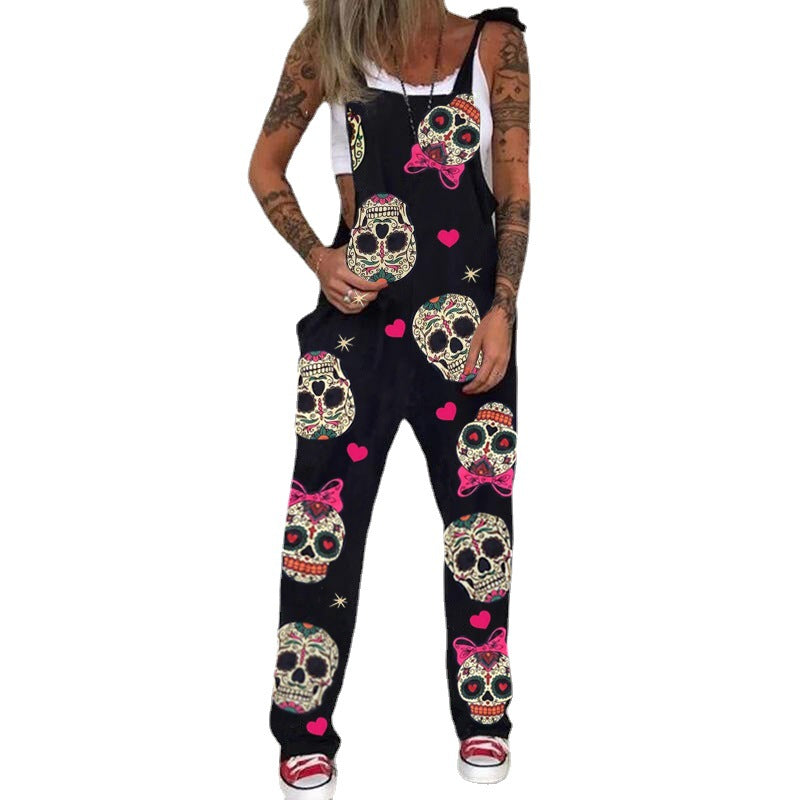 Pink Skull Element Strappy Trousers